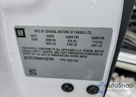 2010 Chevrolet Camaro Lt z USA, uszkodzony, nr VIN 2G1FC1EV4A9152794